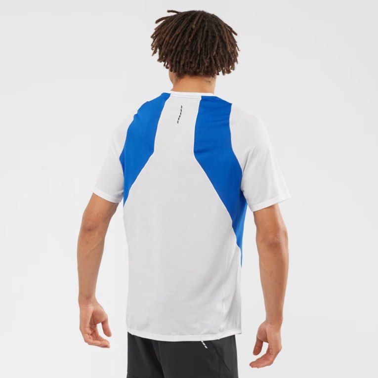 Blue / White Salomon Sense Aero Short Sleeve Men's T-Shirts | PH 28496J